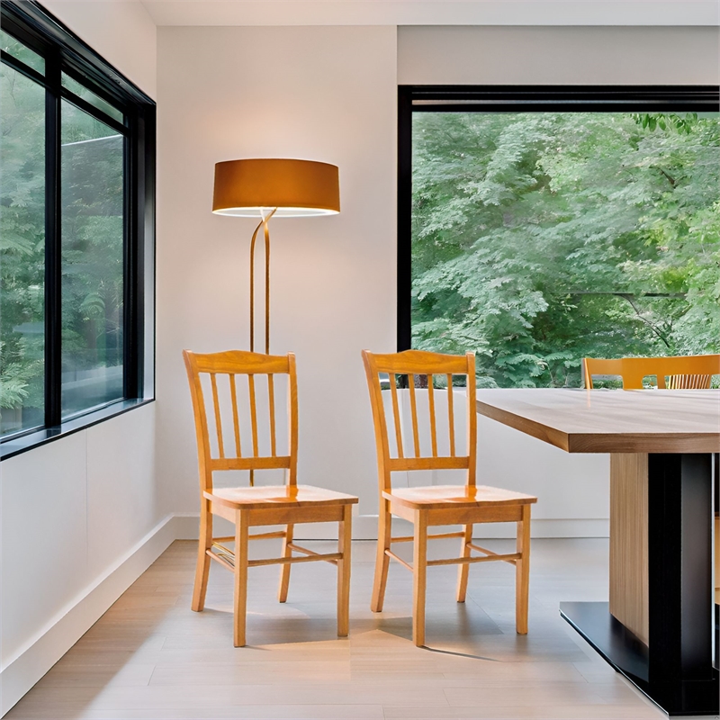 Boraam Wood Shaker Dining Chair in Oak Finish (Set of 2)