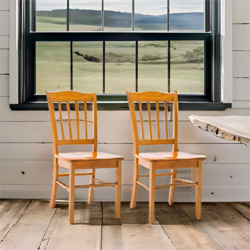 Boraam Wood Shaker Dining Chair in Oak Finish (Set of 2)
