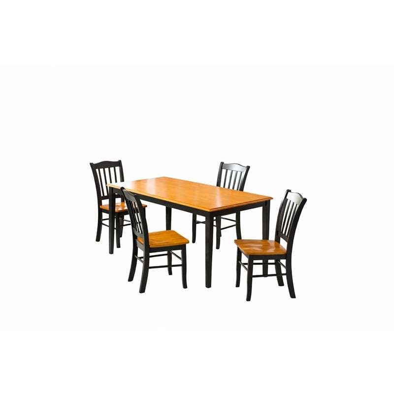 Boraam Wood Shaker 5 Piece Dining Set in Black and Oak Finish