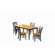 Boraam Wood Shaker 5 Piece Dining Set in Black and Oak Finish