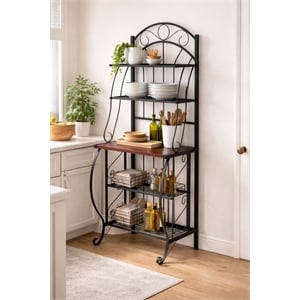 Boraam Metal Valencia 4 Shelf Baker's Metal Rack in Black Finish