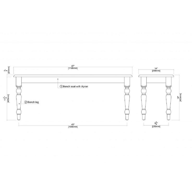 Boraam Farmhouse Wood Dining Bench in White and Natural Cymax Business