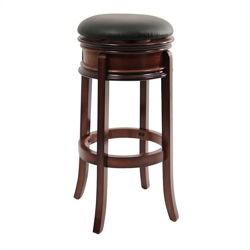 Boraam Wood Magellan Bar Height Swivel Stool in Brandy Brown Finish