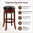 Boraam Wood Magellan Bar Height Swivel Stool in Brandy Brown Finish