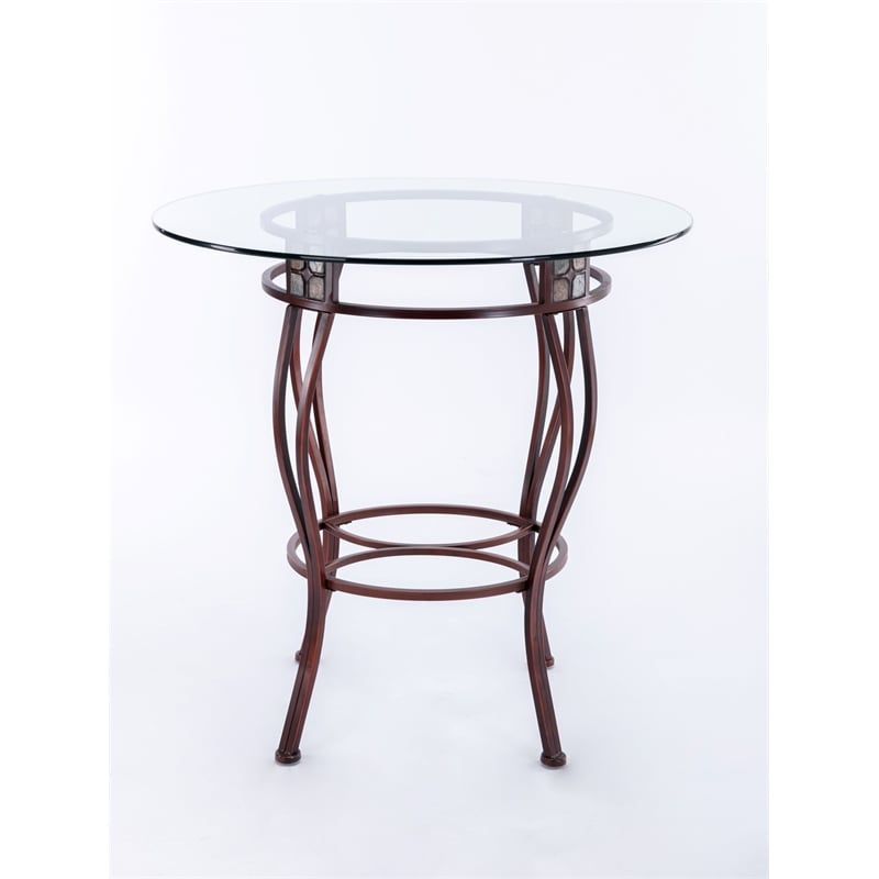 Boraam Beau Round Counter Height Pub Table in Brown Finish