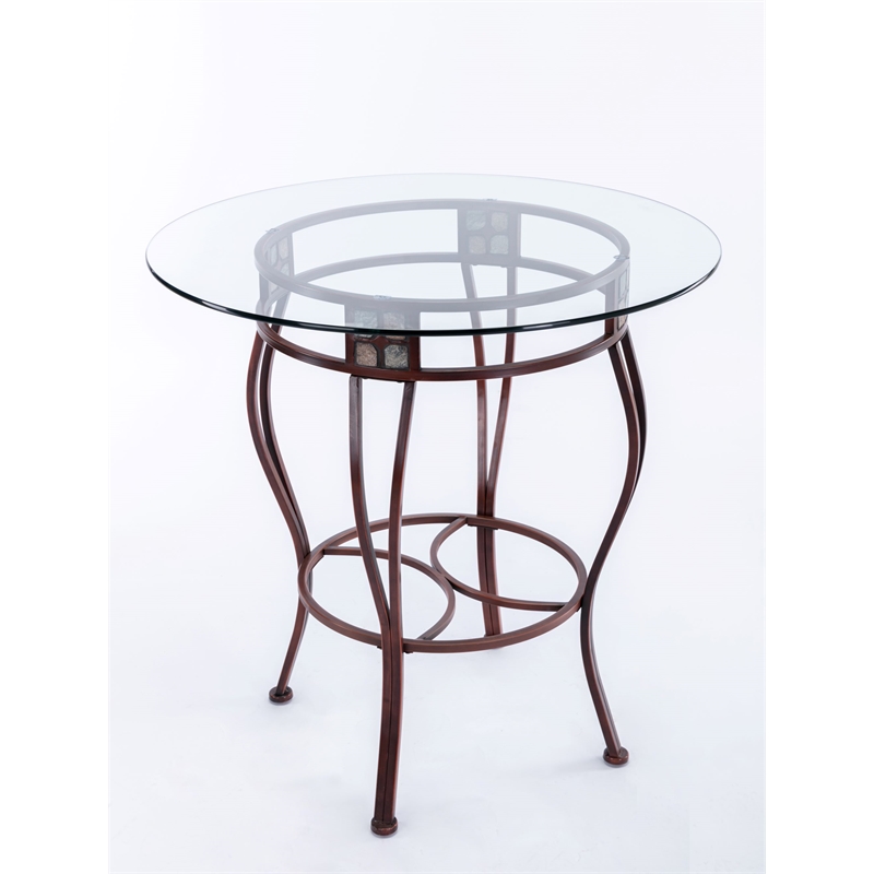 Boraam Beau Round Counter Height Pub Table in Brown Finish