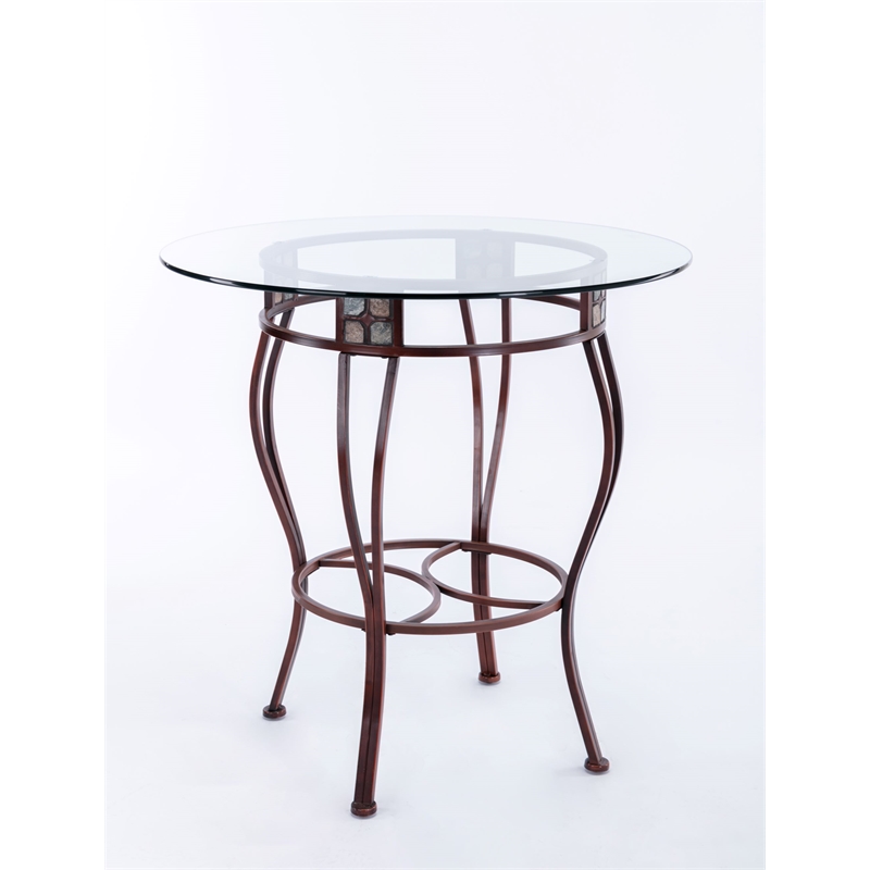 Boraam Beau Round Counter Height Pub Table in Brown Finish