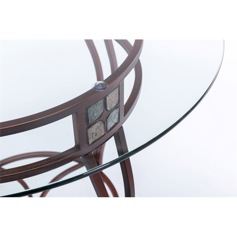 Boraam Beau Round Counter Height Pub Table in Brown Finish