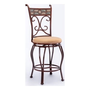 Boraam Beau 24&quot Metal Swivel Bar Stool in Brown