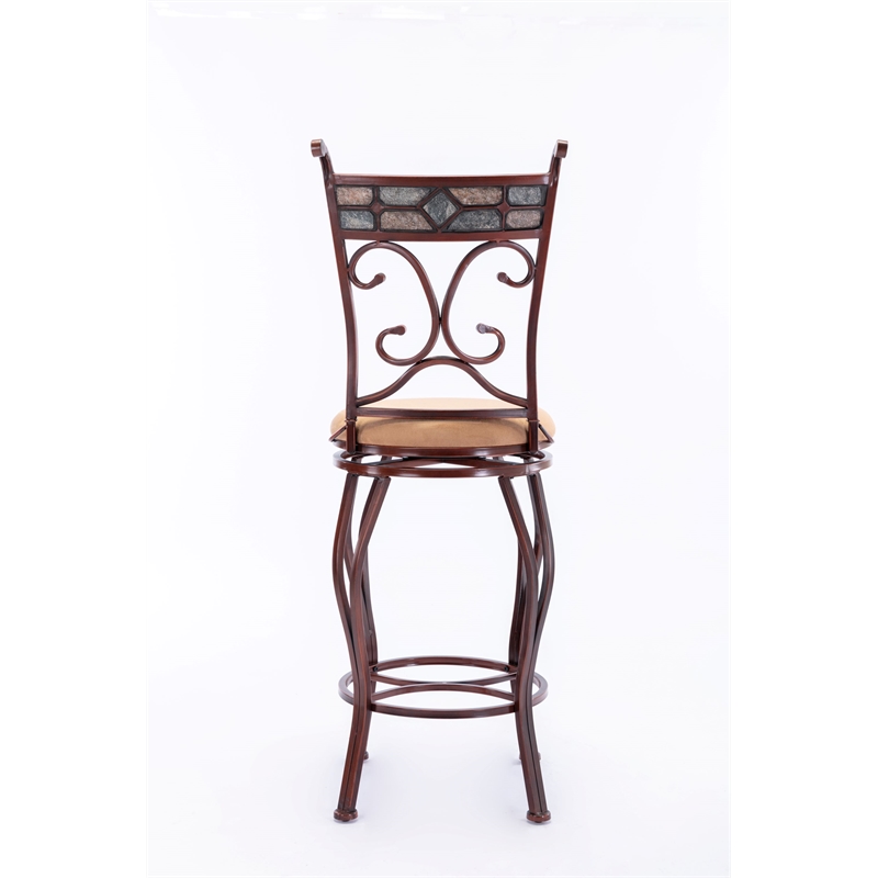 Boraam Beau Metal & Fabric Swivel Bar Stool in Brown/Beige