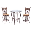 Boraam Metal Beau Counter Height 3 Piece Pub Set Brown Finish