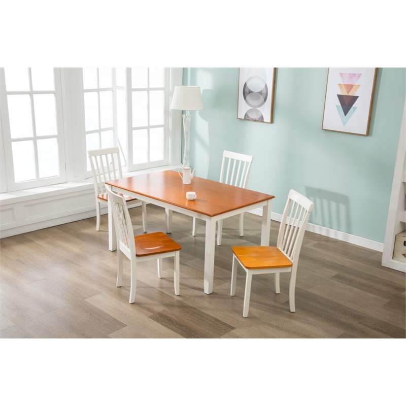 Boraam Wood Bloomington Dining Table in Cream/Honey Oak Finish
