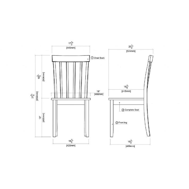 Boraam Bloomington Dining Chair in Cream/Honey Oak (Set of 2)