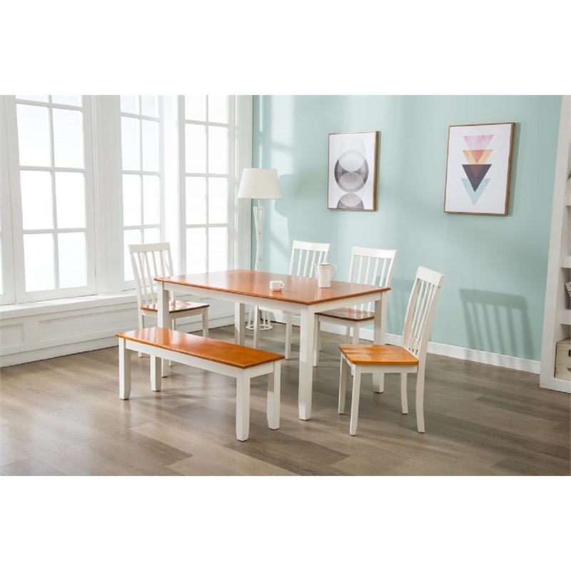 Boraam Bloomington Bench in Cream/Honey Oak