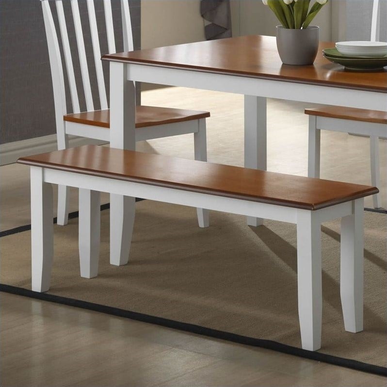 Boraam Bloomington Bench in Cream/Honey Oak