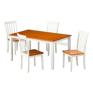 Boraam Wood Bloomington 5 Piece Dining Set in Cream/Honey Oak Finish