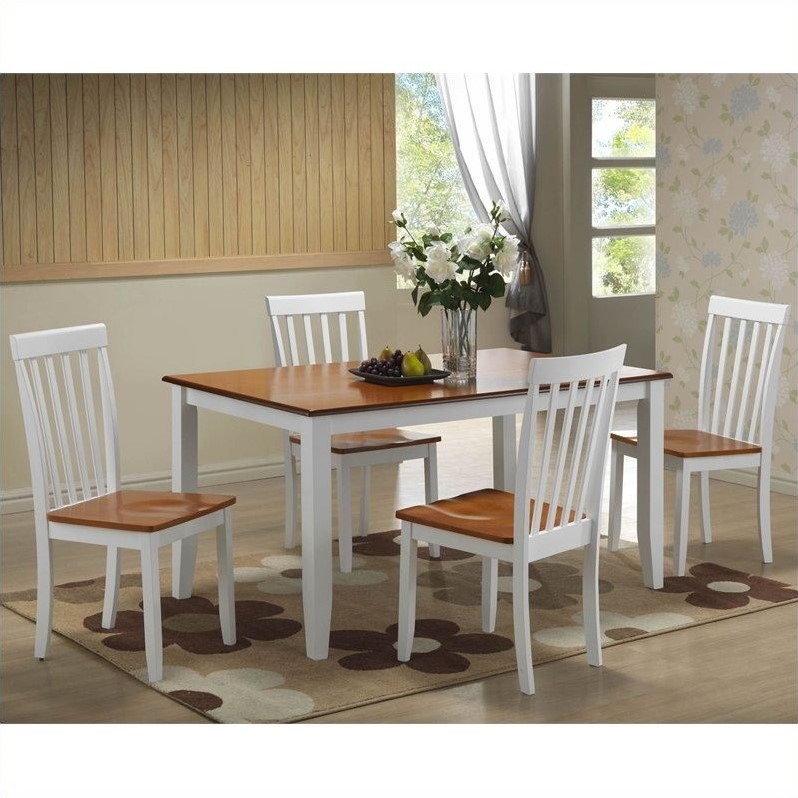 5 Piece Dining Set  in White Honey Oak 22033