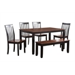Boraam Wood Bloomington 6 Piece Dining Set in Black/Cherry Finish