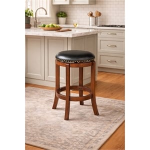 Boraam Wood Cordova 24.5&quot Backless Swivel Bar Stool in Cappuccino finish