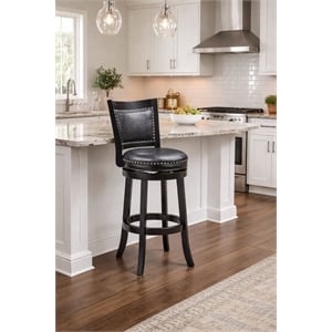 Boraam Wood Bristol Bar Height Swivel Bar Stool in Black Finish