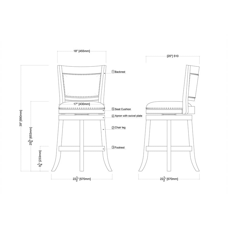 Boraam Bristol Counter Height Swivel Counter Stool in Cherry