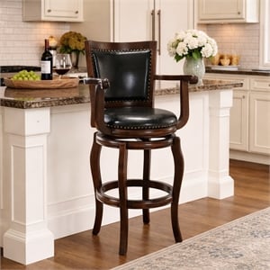 Boraam Wood Jones Bar Height Swivel Bar Stool in Cappuccino Finish