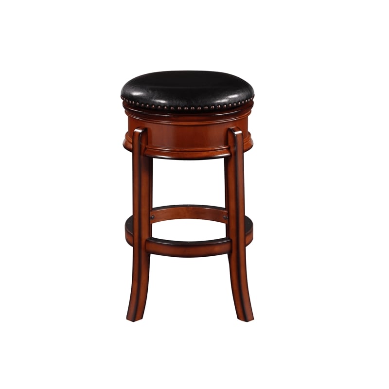 Boraam Wood Bar Height Hamilton Swivel Stool in Brandy Brown Finish