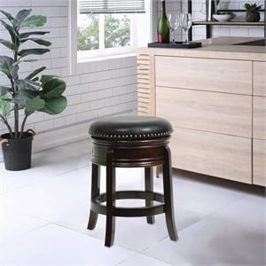 Boraam Wood Hamilton Backless Swivel Counter Stool in Cappuccino Finish
