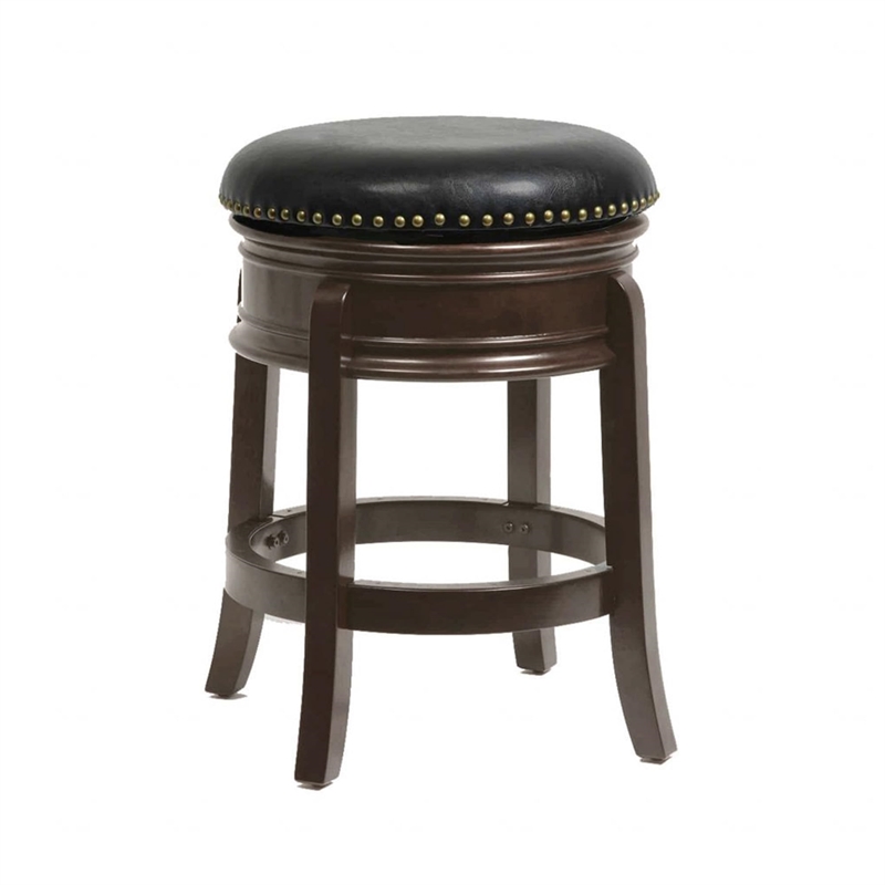 Boraam Wood Hamilton Backless Swivel Counter Stool in Cappuccino Finish