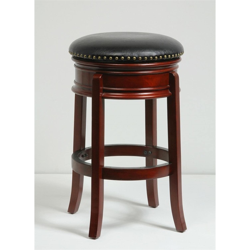 Boraam Wood Hamilton Backless Swivel Bar Stool in Cherry Finish