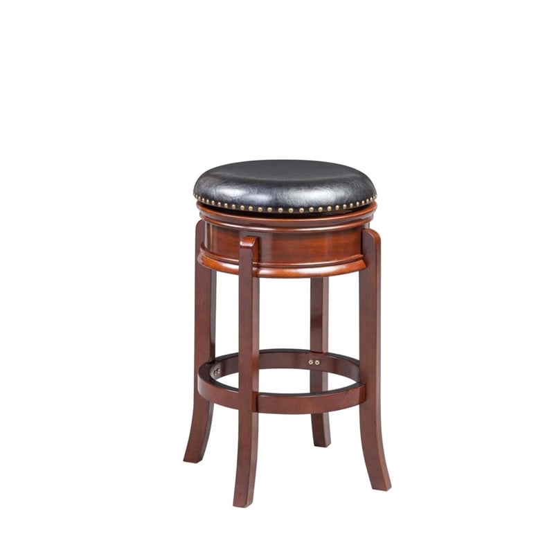 Boraam Wood Hamilton Backless Swivel Bar Stool in Cherry Finish