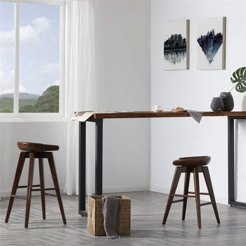 Boraam Wood Bali Counter Height Swivel Counter Stool in Cappuccino Finish