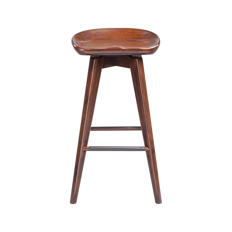 Boraam Wood Bali Bar Height Swivel Bar Stool in Cappuccino Finish