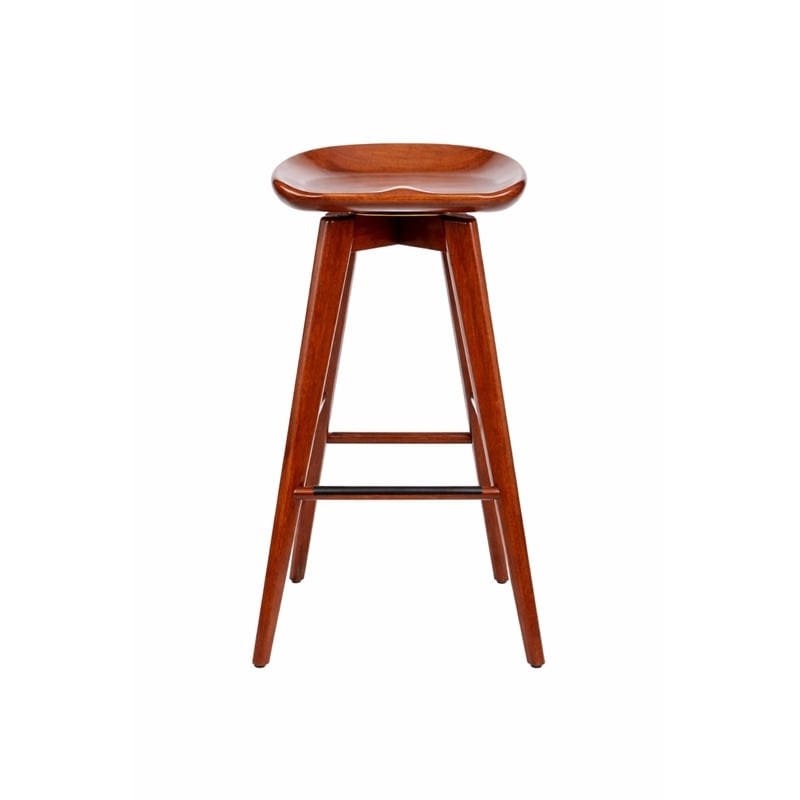 Boraam Wood Bali Bar Height Swivel Bar Stool in Walnut Finish
