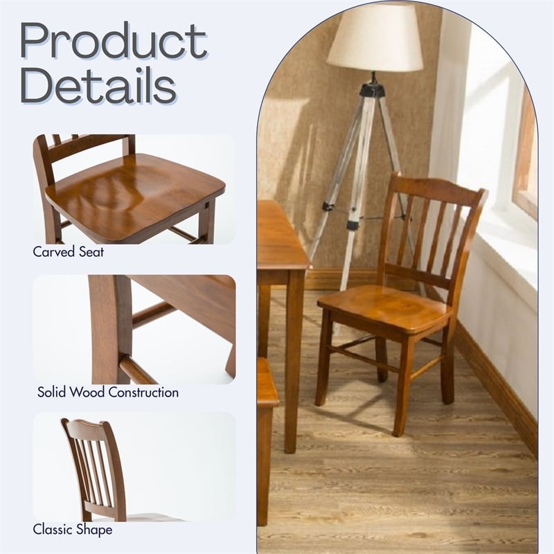 Boraam Wood Shaker Dining Chair in Walnut Finish (Set of 2)