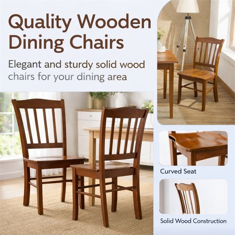 Boraam Wood Shaker Dining Chair in Walnut Finish (Set of 2)