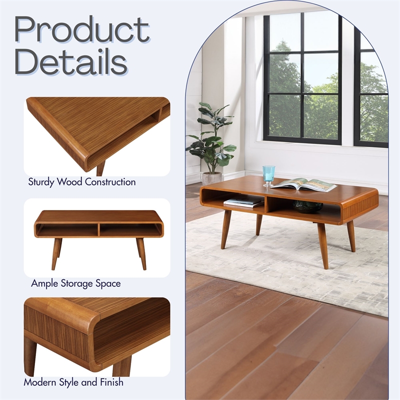 Boraam Wood Halmstad Coffee Table in Rich Walnut Finish