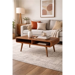 Boraam Wood Halmstad Coffee Table in Rich Walnut Finish