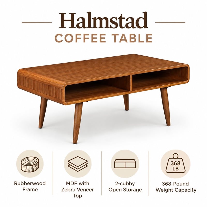 Boraam Wood Halmstad Coffee Table in Rich Walnut Finish