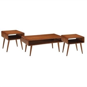 boraam zebra 3 piece dansk occasional table set in rich walnut