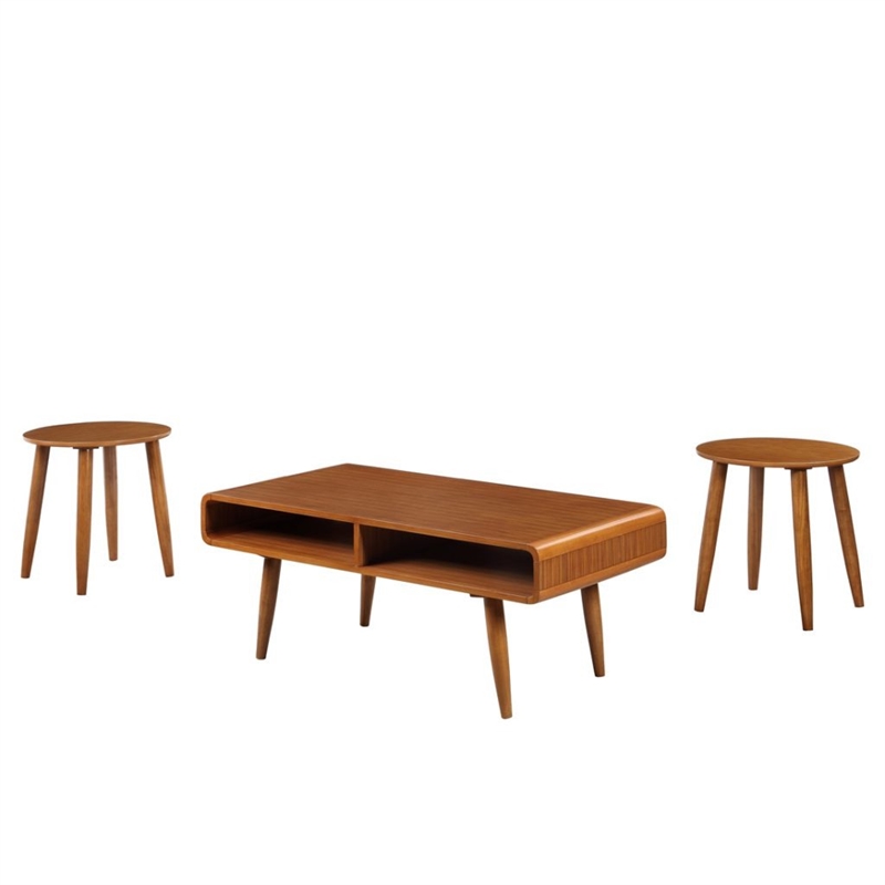 Boraam Svenska 3 Piece Occasional Table Set in Rich Walnut