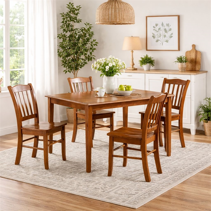Boraam Wood 5 Piece Shaker Dining Set in Walnut Finish