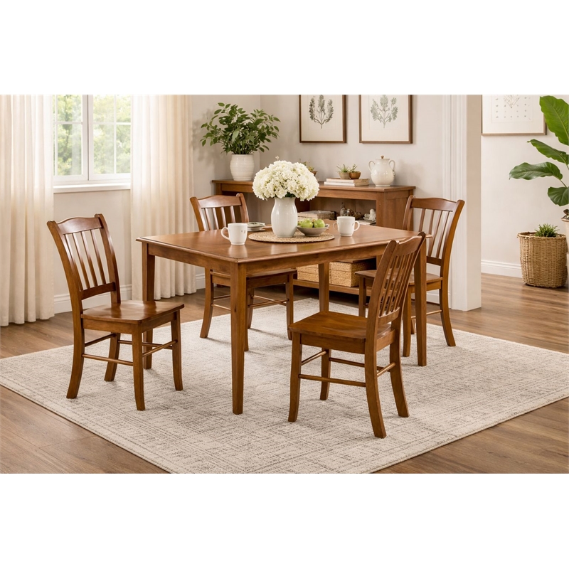 Boraam Wood 5 Piece Shaker Dining Set in Walnut Finish
