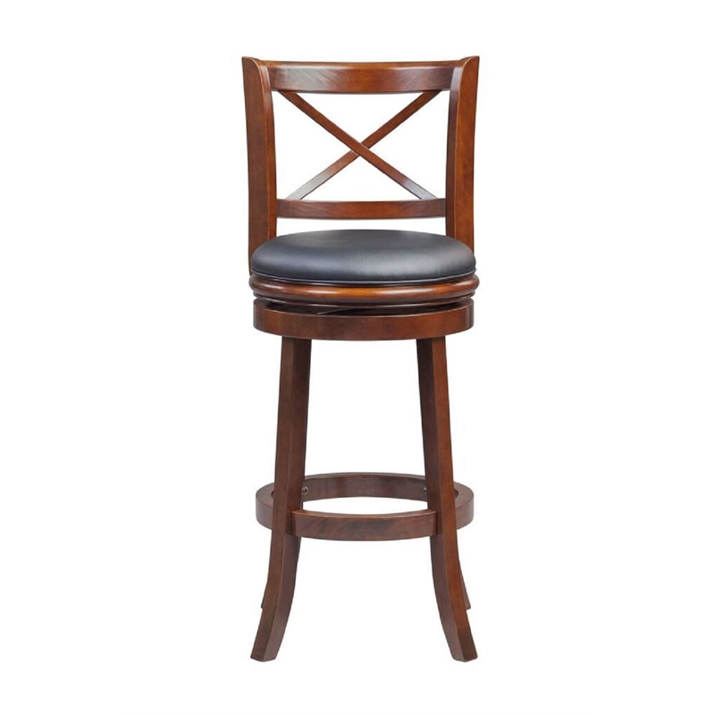 Boraam Wood Georgia Bar Height Swivel  Stool in Cappuccino Finish