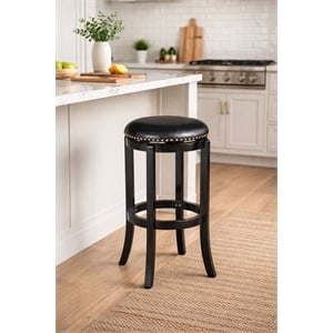 Boraam Wood Cordova 29.75&quot Swivel Bar Stool in Black Finish
