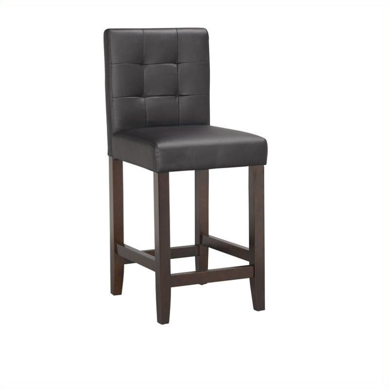 Boraam Lyon Parsons 24" Upholstery Counter Stool (Set of 2) in Black   82124