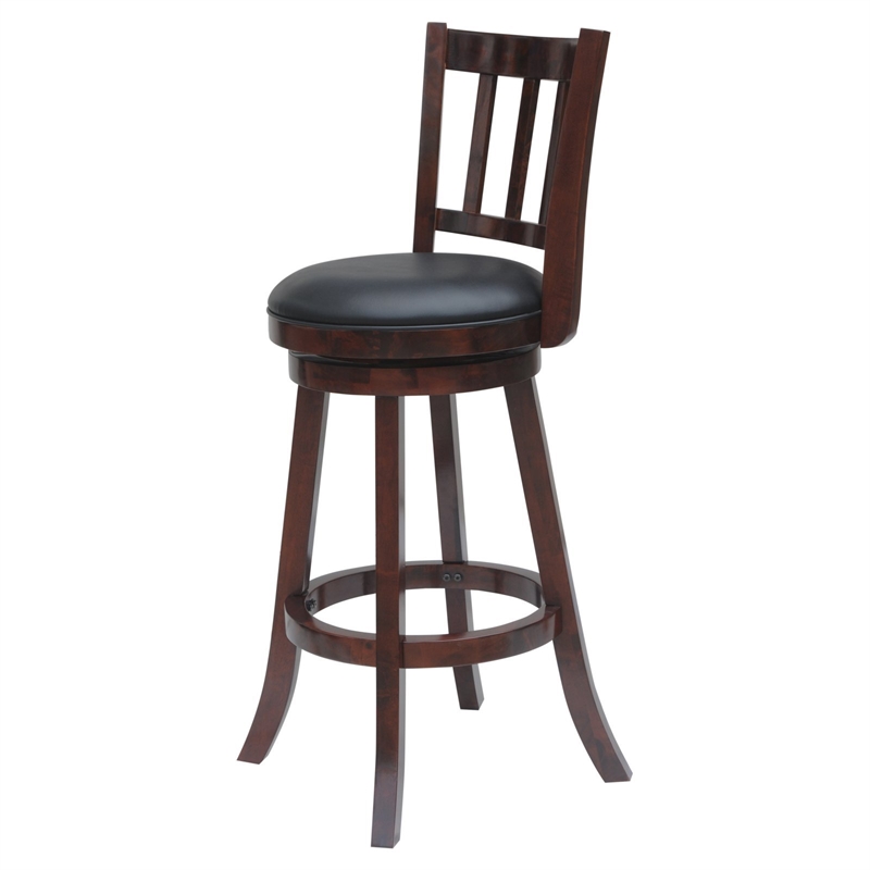 Boraam Wood Bloomington Counter Height Swivel Counter Stool in Cappuccino Finish