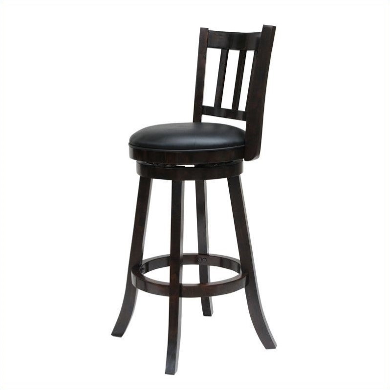 Boraam Wood Bloomington Bar Height Swivel Bar Stool in Cappuccino Finish