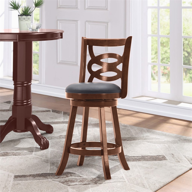 Boraam Siena Counter Height Swivel Counter Stool in Cherry Finish