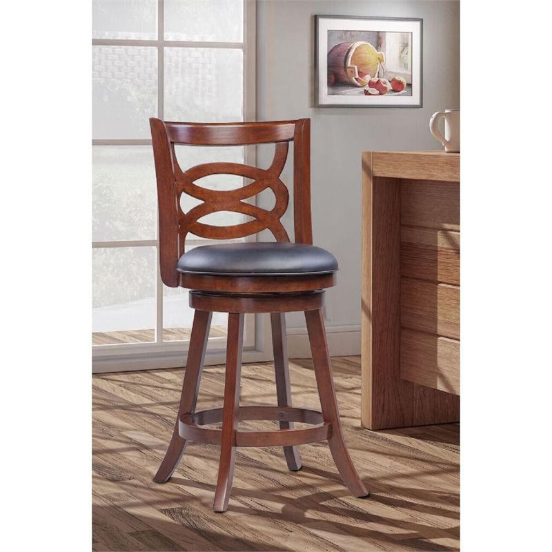 Boraam Wood Siena Counter Height Swivel Counter Stool in Walnut Finish
